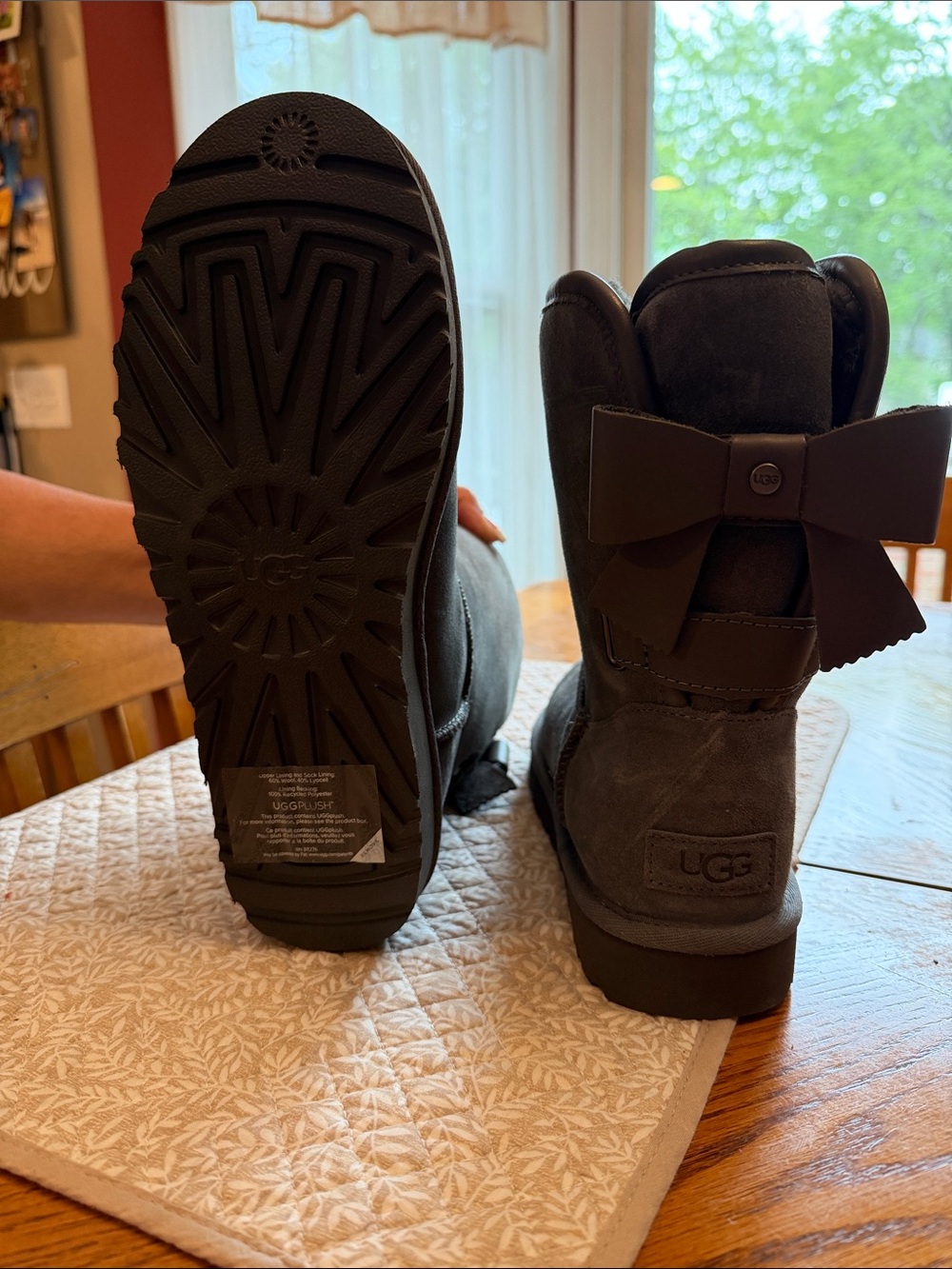 NEVER WORN UGG Bow Back Suede Boots - Charcoal